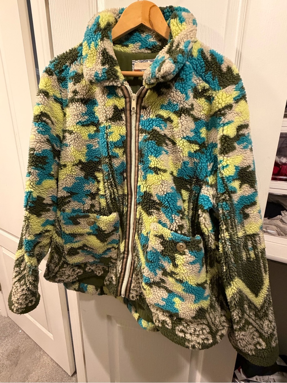 Anthropologie Pilcro Plush Camo Sherpa Jacket XL